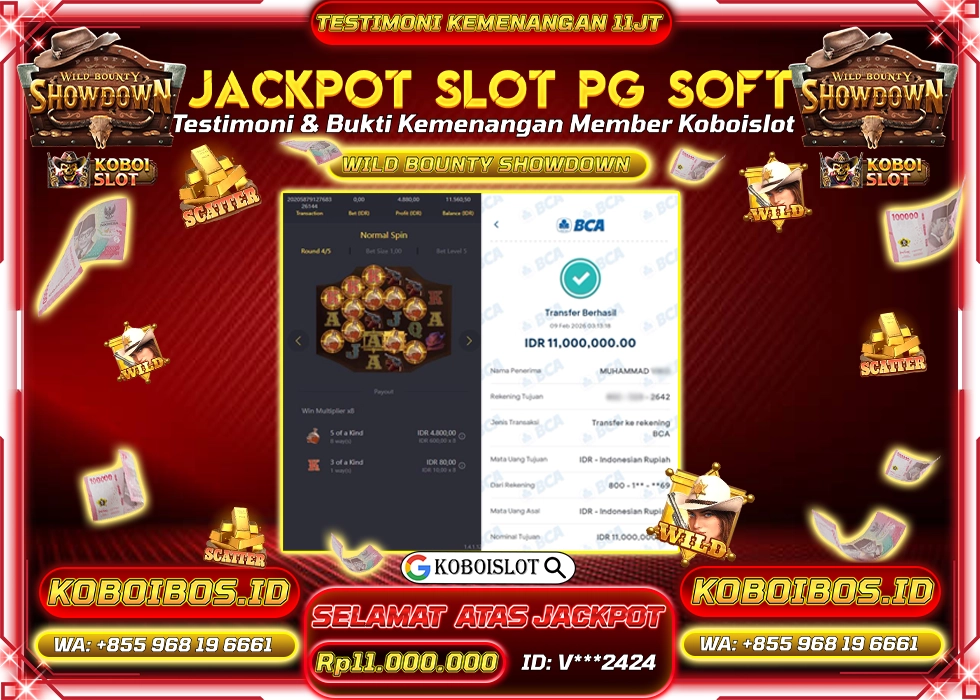 BUKTI KEMENANGAN V*** SLOT GACOR WILD BOUNTY SHOWDOWN Rp11.000.000,- LUNAS